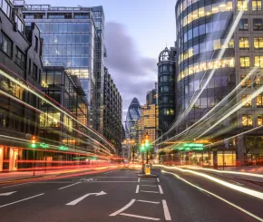 Image of City of London with blurred lines